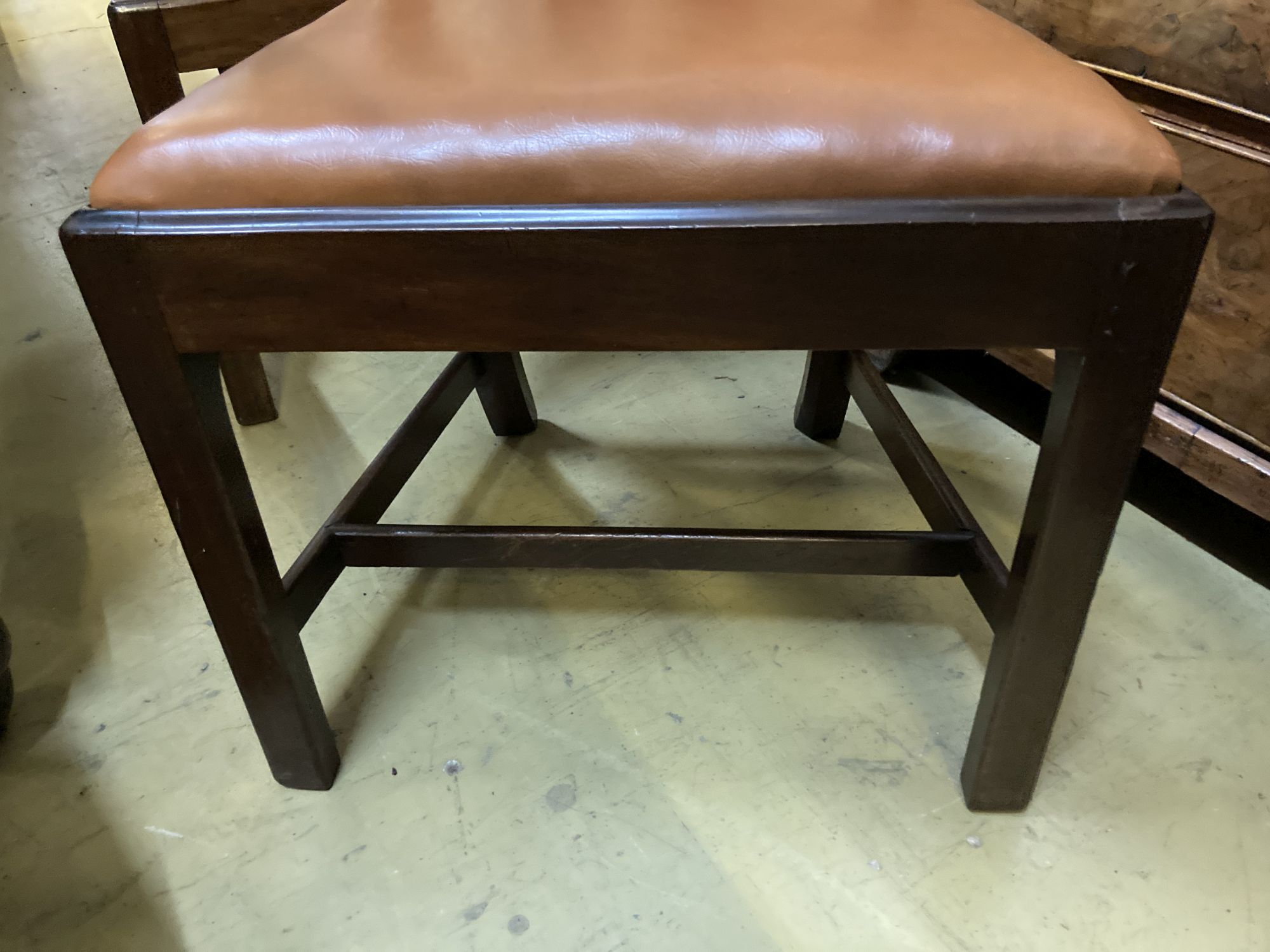 A Harlequin set of six George III and later mahogany dining chairs